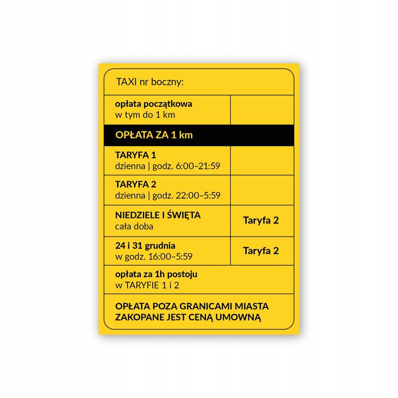 Taksówki Zakopane porównanie stawek
