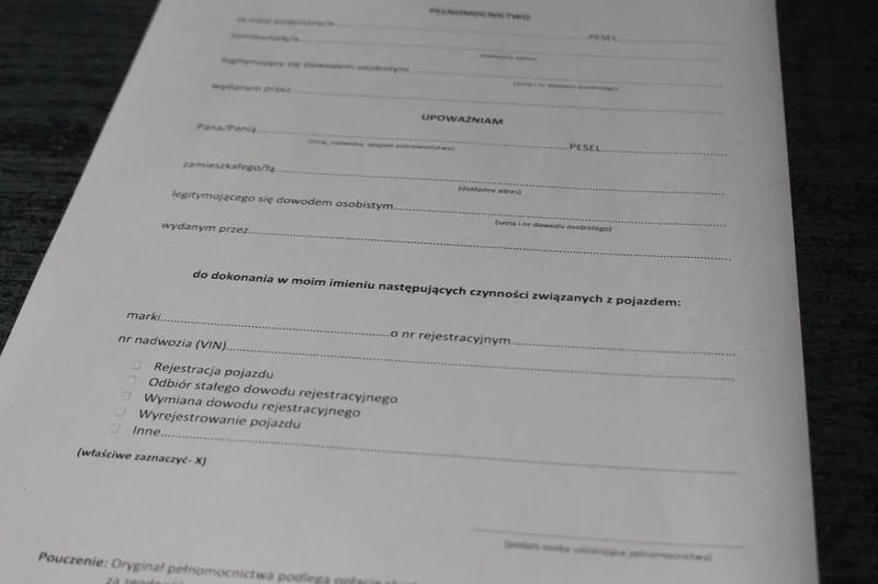 Upoważnienie do wyrejestrowania samochodu